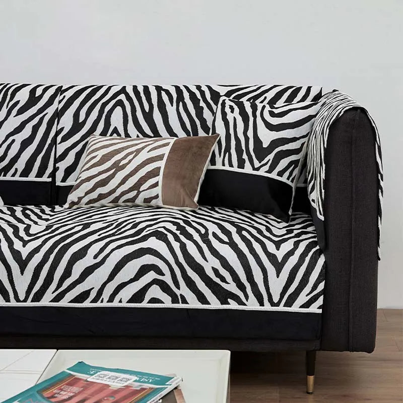 Wild Zebra Print Chenille Möbelschutz Couchbezug