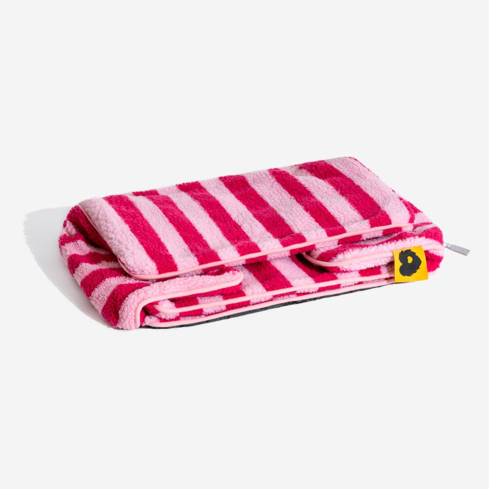 Funda de cama - Sofá cama para perros y gatos de doble capa de lana de cordero sintética a rayas de moda