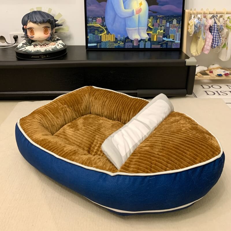 Lit pour animaux de compagnie de type bateau, grand espace, lit confortable pour chiens et chats