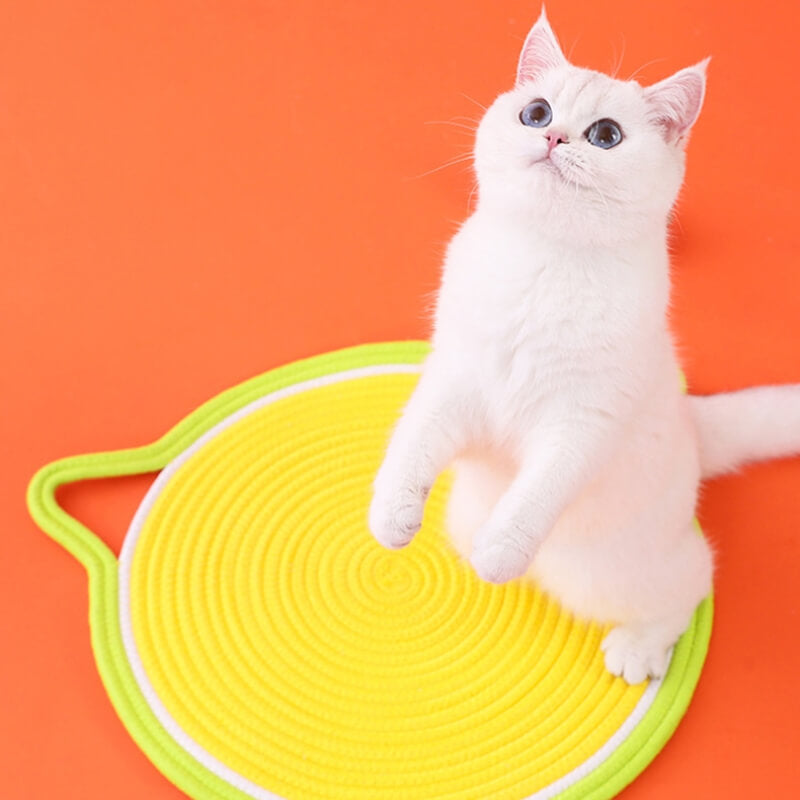 Estera de cuerda de algodón tejida con forma de orejas de gato, estera rascadora para gatos