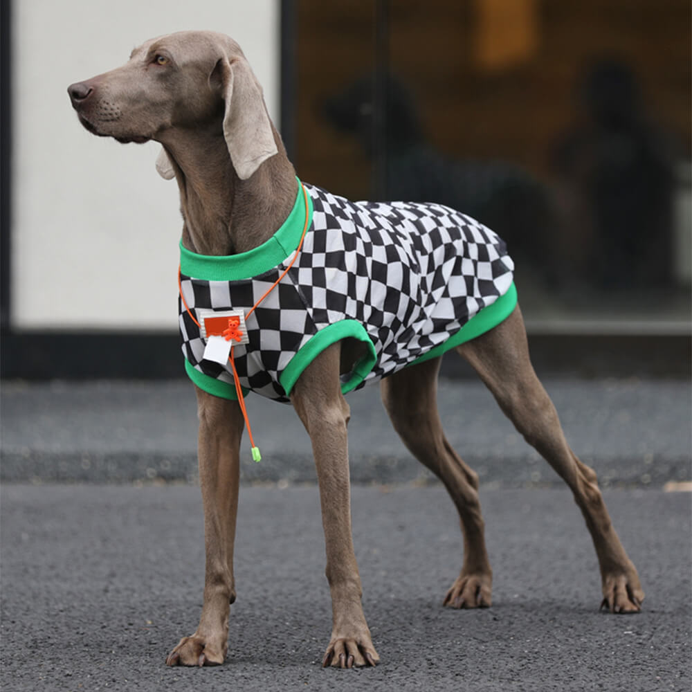 Chaleco refrescante para perros de malla transpirable con tablero de ajedrez de estilo elegante