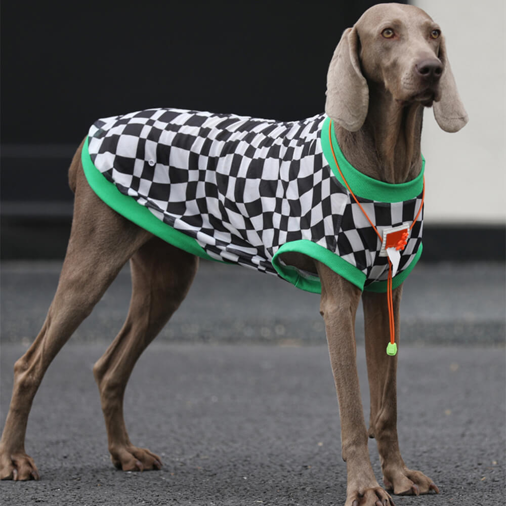 Chaleco refrescante para perros de malla transpirable con tablero de ajedrez de estilo elegante