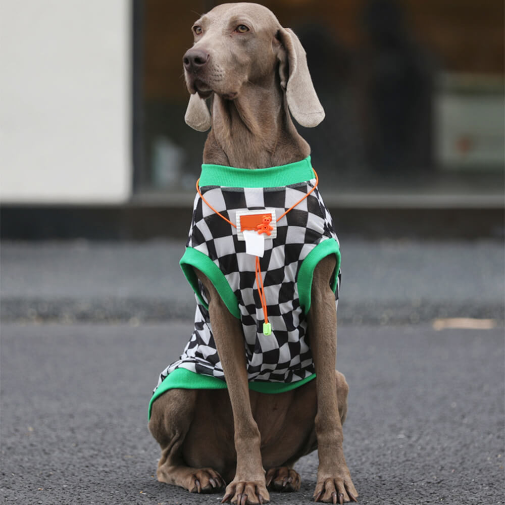 Chaleco refrescante para perros de malla transpirable con tablero de ajedrez de estilo elegante