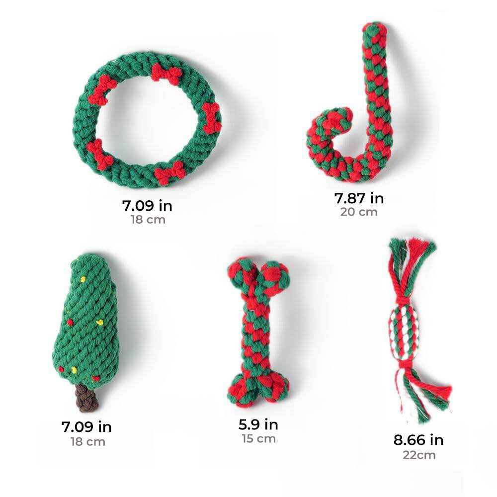 Christmas Cotton Rope Toy Chew Resistant Luxury Dog Gifts Teething Toys