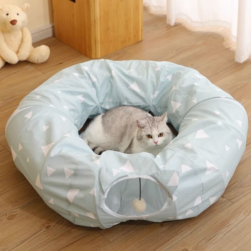 Lit tunnel pliable et respirant pour chat