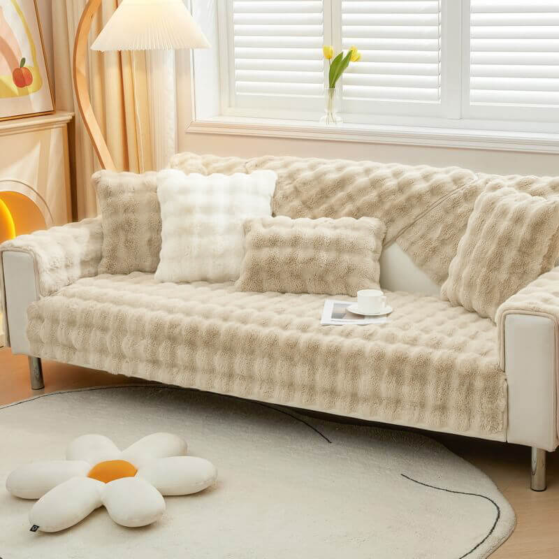 Cozy Plush Solid Colour Non-slip Couch Cover