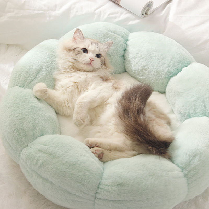 Deep Sleeping Flower Shape Cat Bed