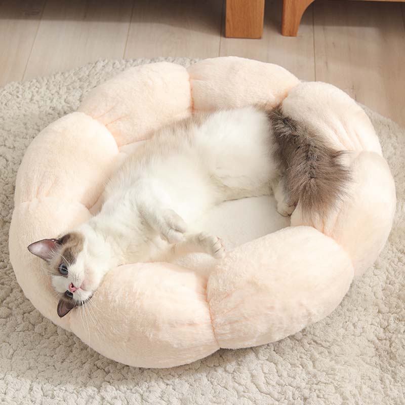 Cama para gatos con forma de flor para dormir profundamente