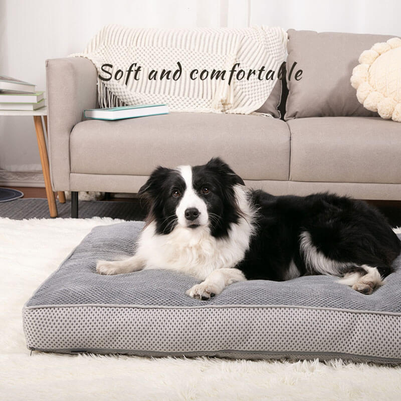 Grand tapis de couchage gris respirant pour animaux de compagnie, coussin amovible pour chien