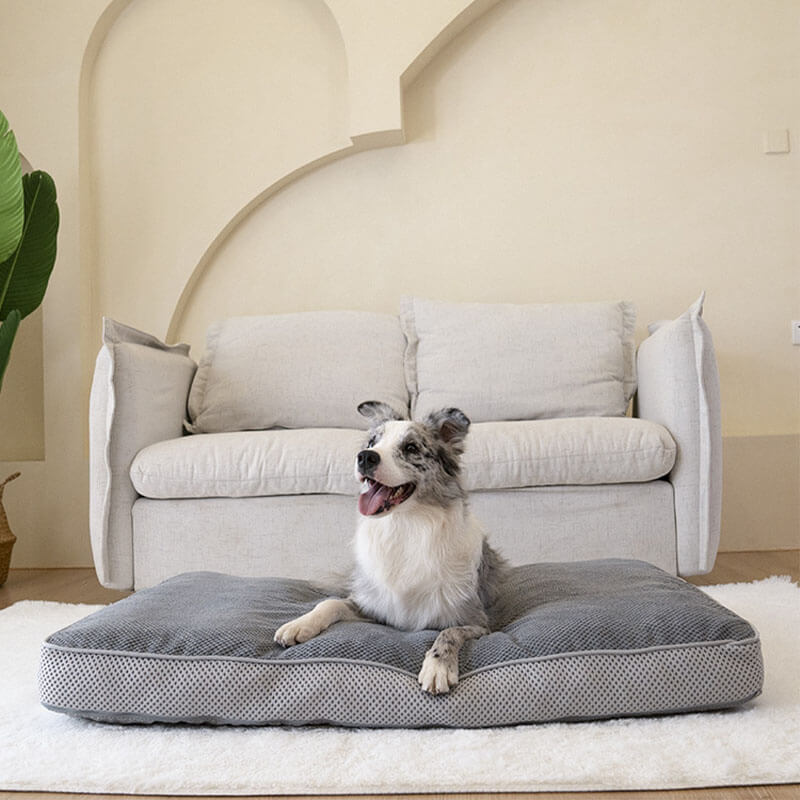 Large Grey Breathable Pet Sleeping Mat Removable Dog Cushion Bed