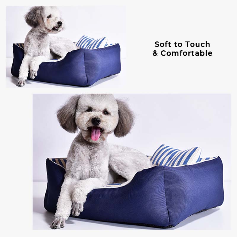 Lit d'oreiller pour chien de taille moyenne et grande, bleu marine