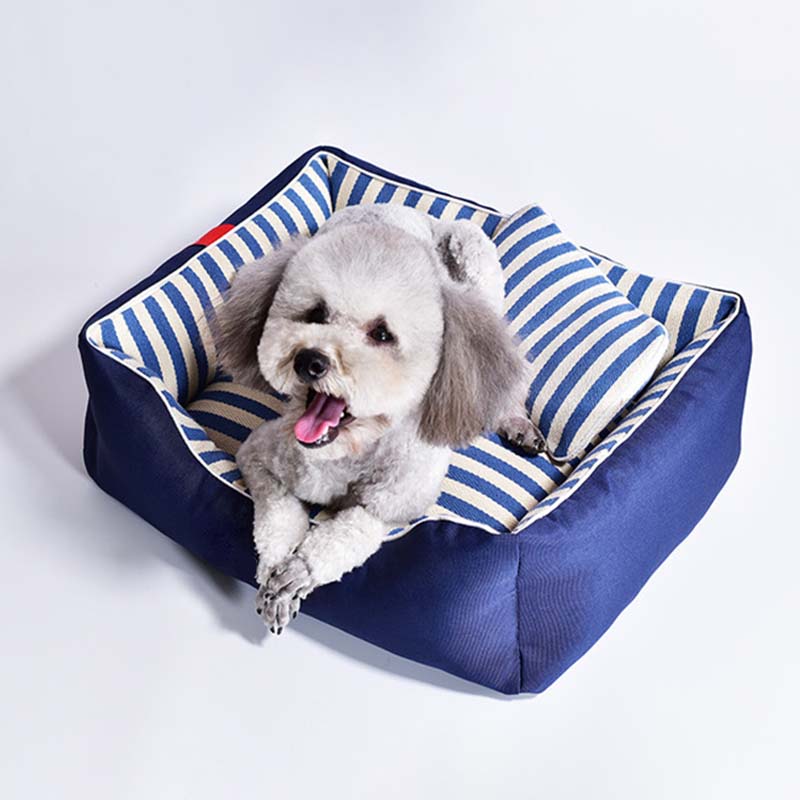 Cama tipo almohada para perros mediana y grande, color azul marino