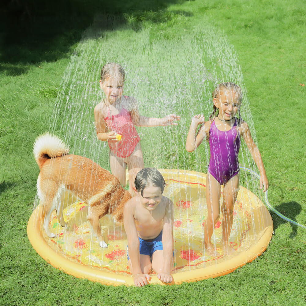 Jouets d'eau en plein air pour enfants, tapis de jeu gonflable pour enfants, tapis d'arrosage pour chien, Pizza