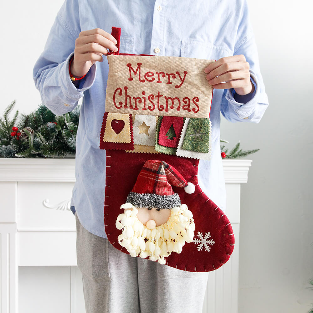 Bolsa de regalo grande y sofisticada con calcetín navideño