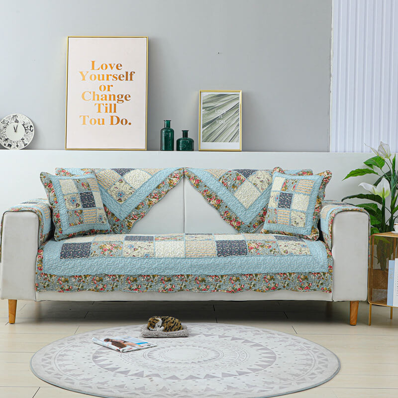 Couchbezug aus Baumwolle mit Vintage-Blumenmuster