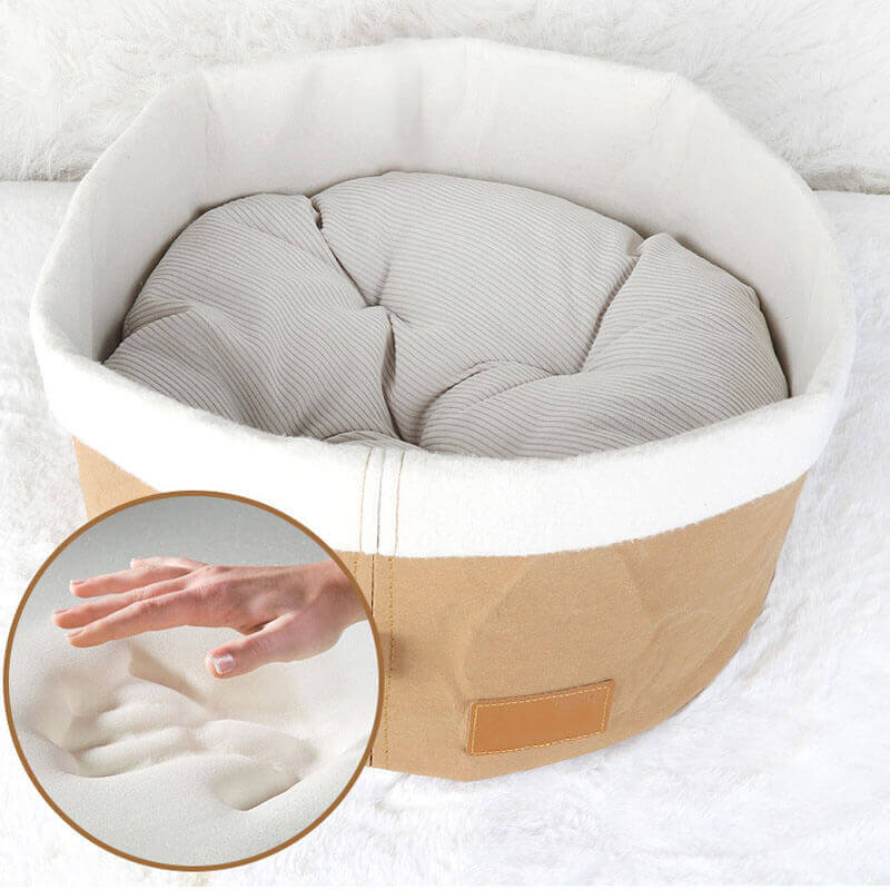 Lit panier pour chat en papier kraft lavable