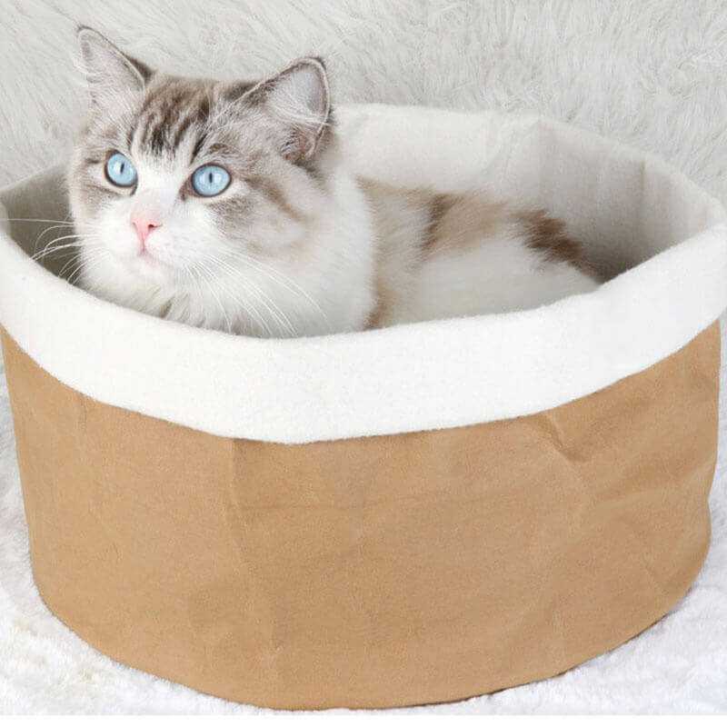 Lit panier pour chat en papier kraft lavable