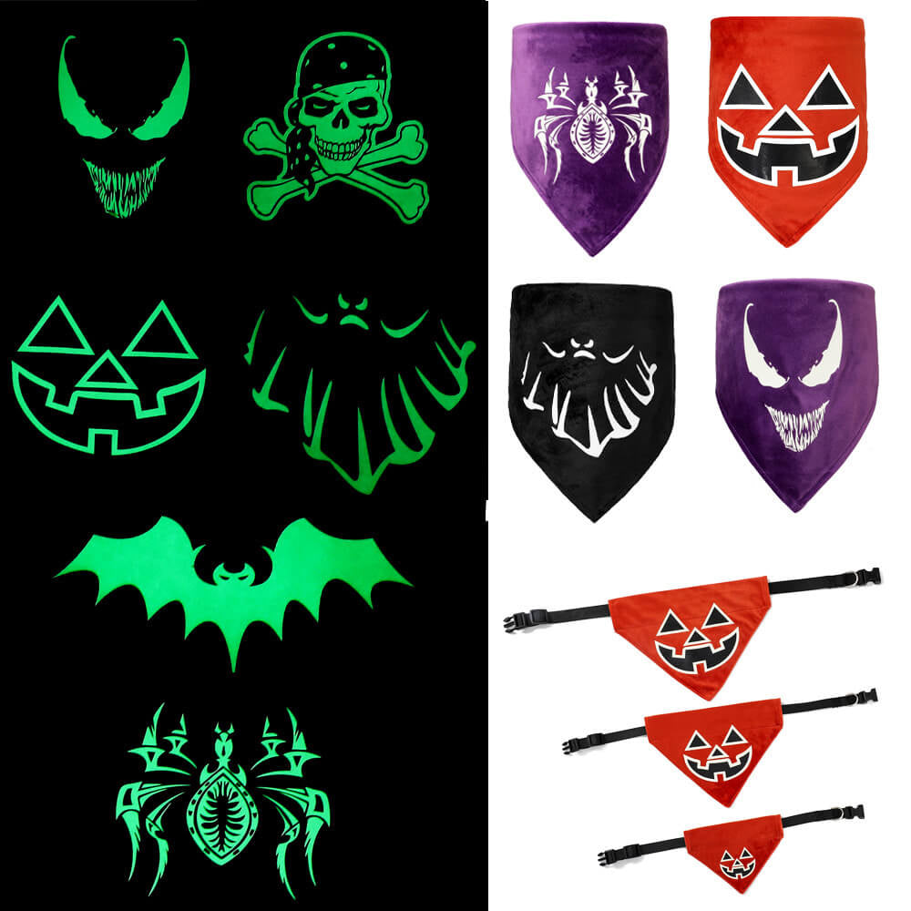 Leuchtendes Halloween-Haustier-Bandana | Leuchtendes dreieckiges Haustier-Lätzchen und Halsband