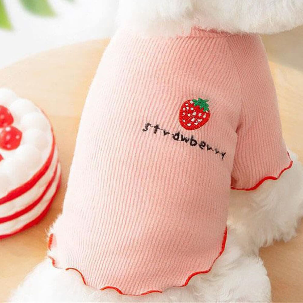 Cute and Colorful Strawberry Dog T-Shirt – Perfect for Spring and Summer