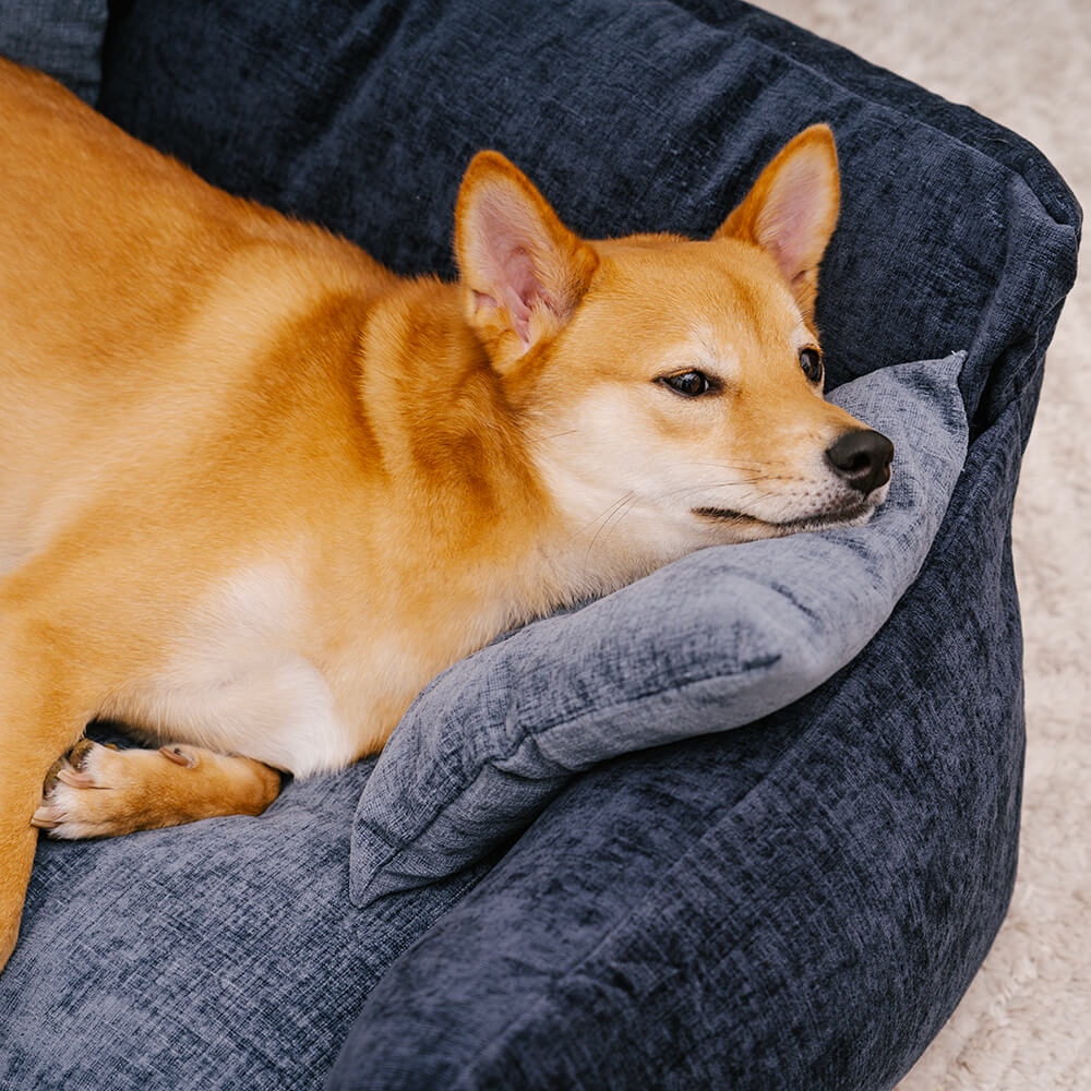 Sofá cama para perros y gatos de tela de chenilla de estilo vintage