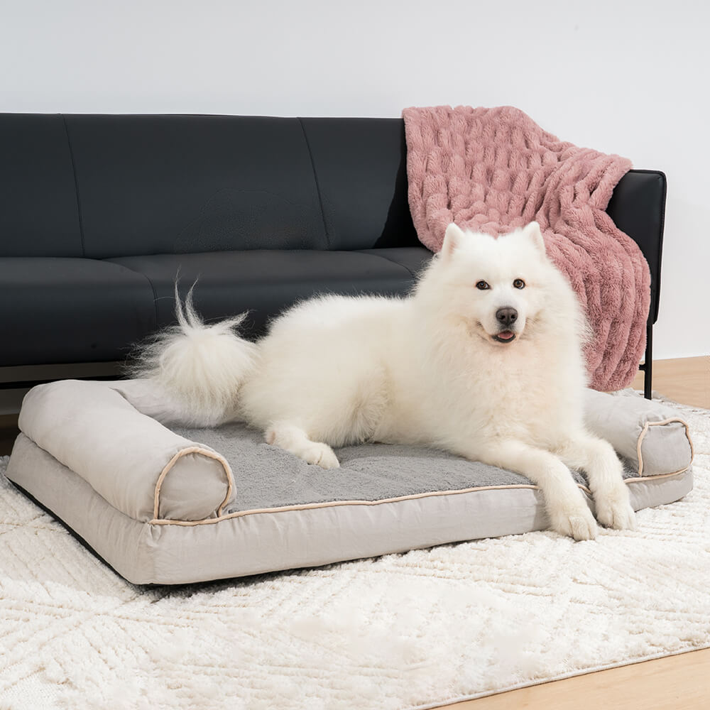 Faux Fleece & Suede Full Support Orthopedic Dog Bed