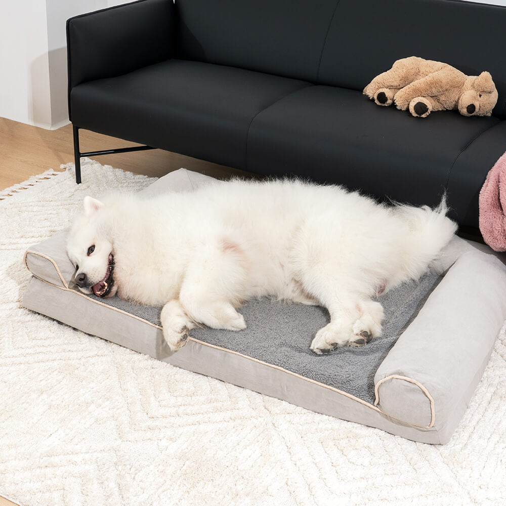 Faux Fleece & Suede Full Support Orthopedic Dog Bed