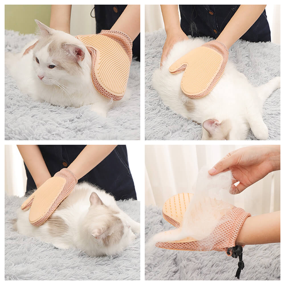 Gant de toilettage à brosse flottante en silicone double face pour animaux de compagnie