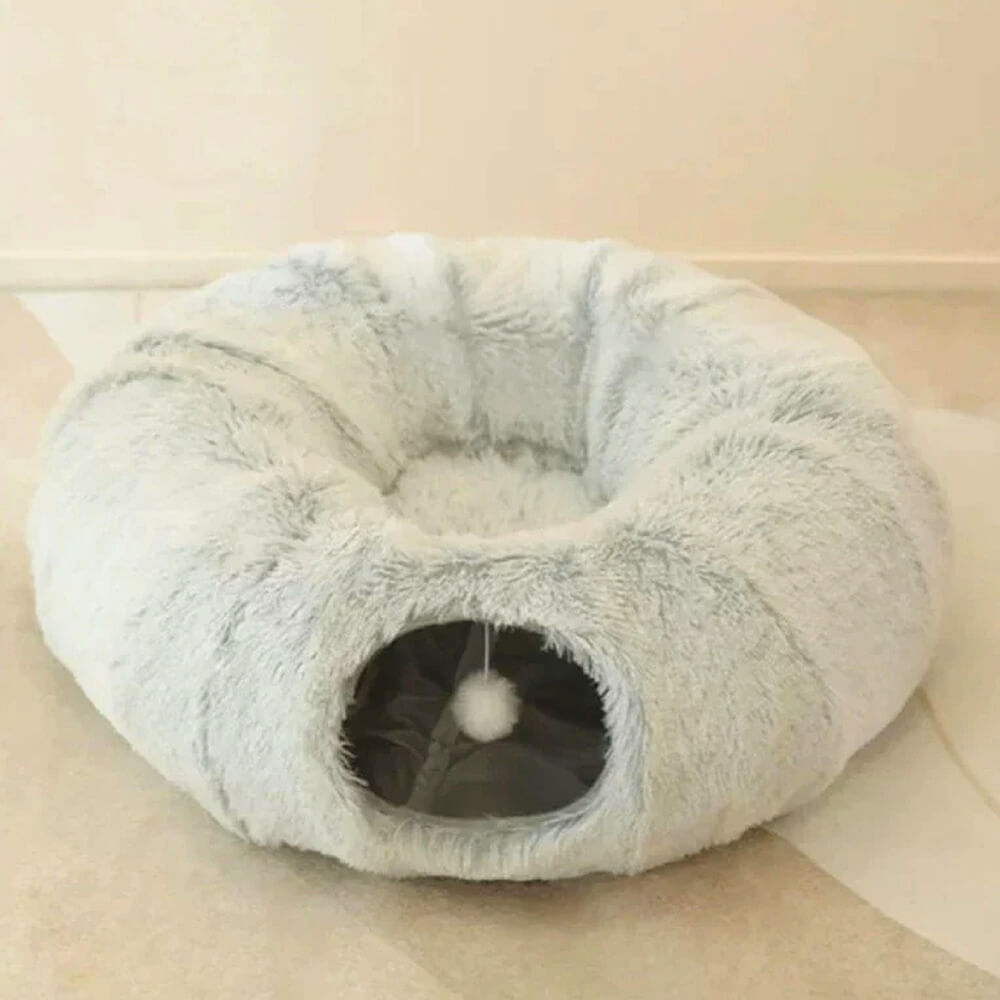 Lit tunnel pour chat rond et doux d'intérieur pliable 2 en 1