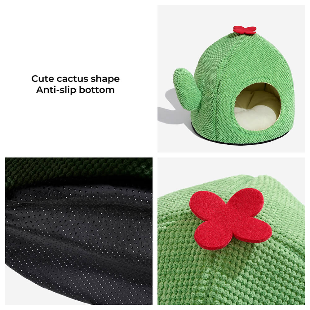 Cama para gatos cálida con forma de cactus