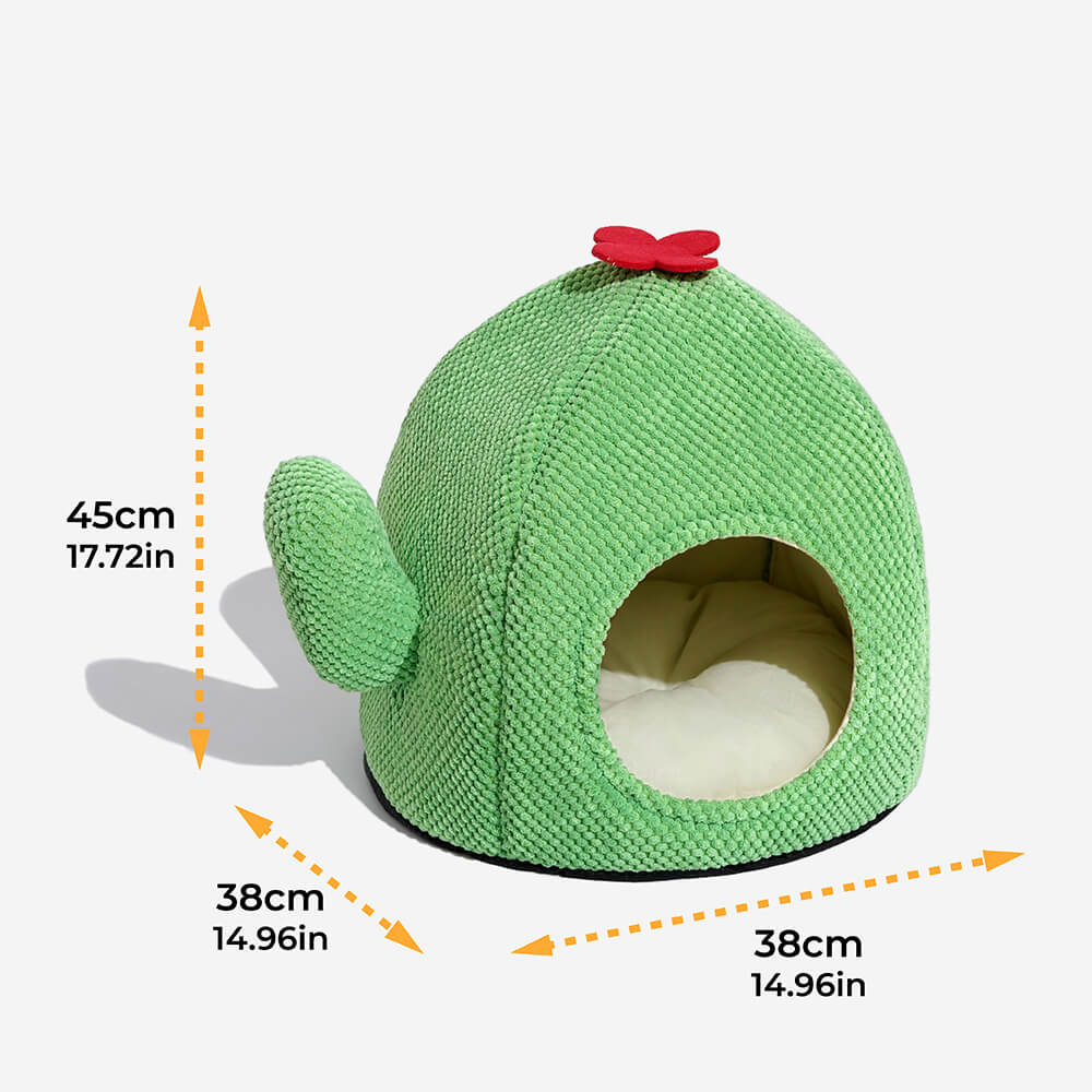 Cama para gatos cálida con forma de cactus