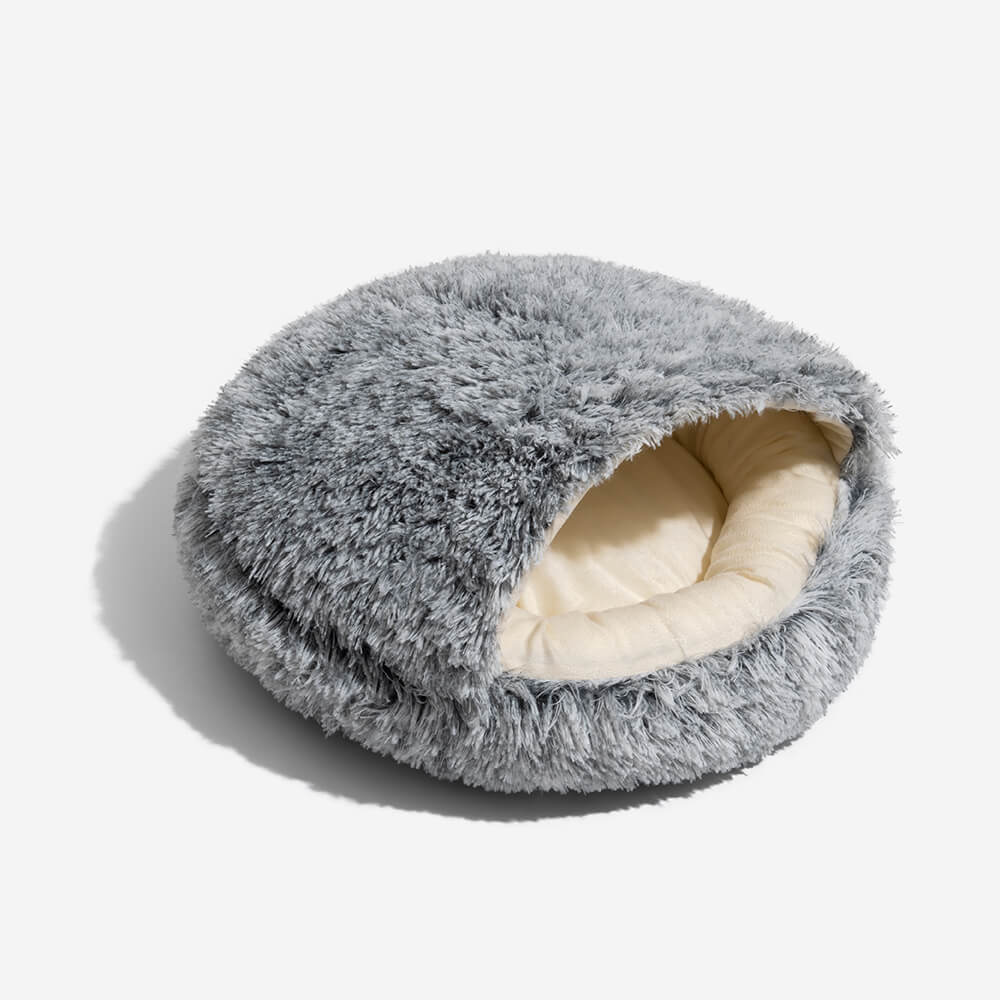 Calming Plush Semi-Enclosed Pet Nest Pita Bed For Dogs