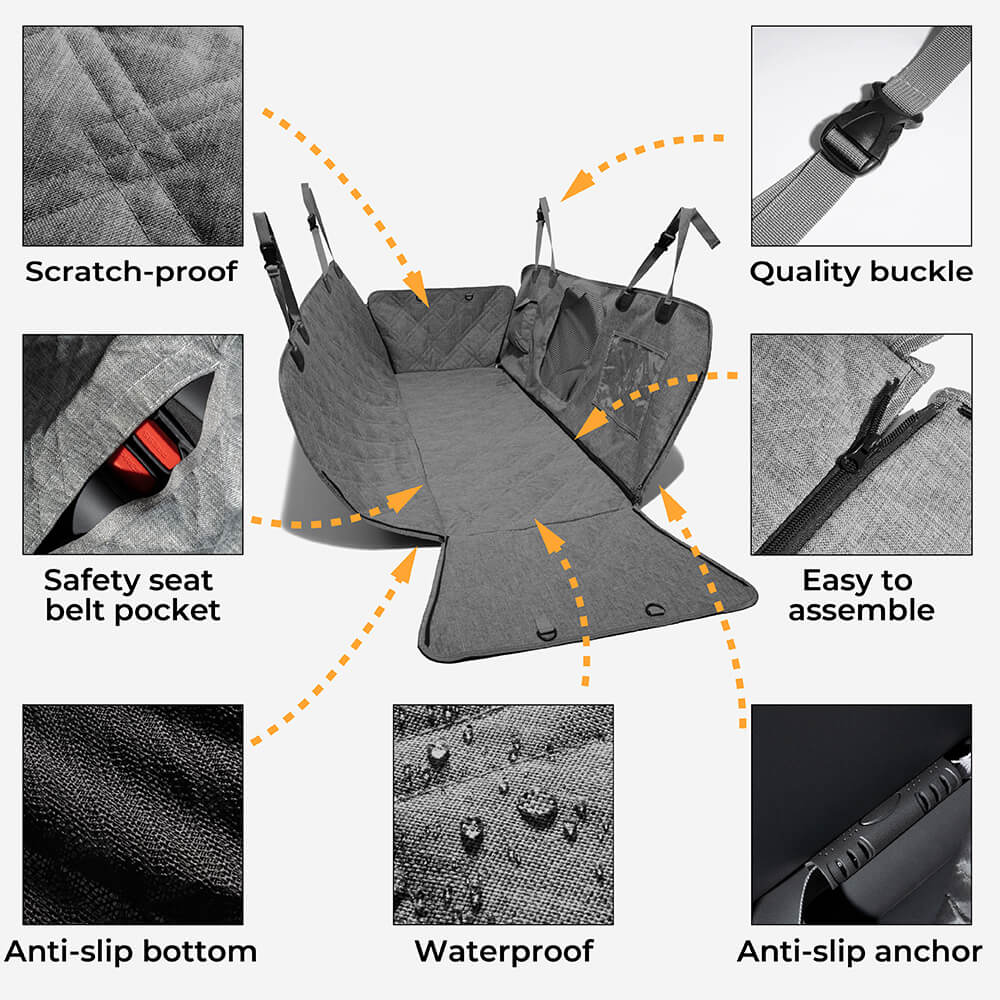 Cubierta de asiento de coche para perros resistente a los arañazos, impermeable, de tela catiónica, Oxford