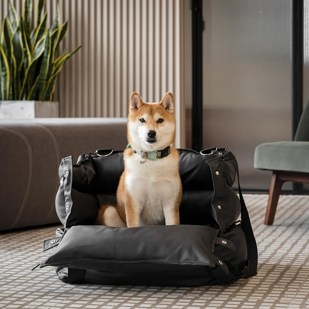 Cama con asiento de coche para mascotas para perros de cuero completo - Fort