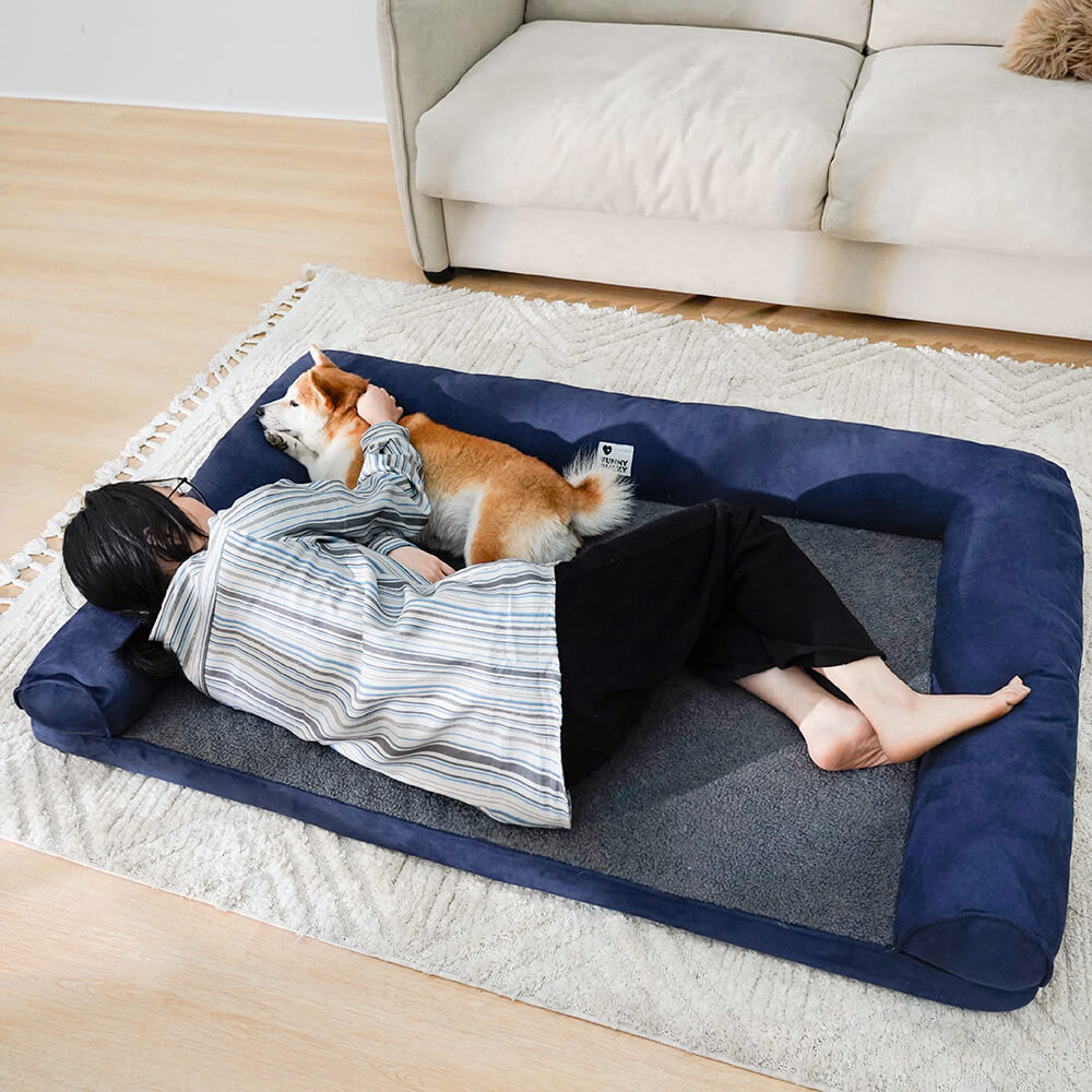 <tc>Cama ortopédica para perros de gran soporte en ante de lana sintética</tc>