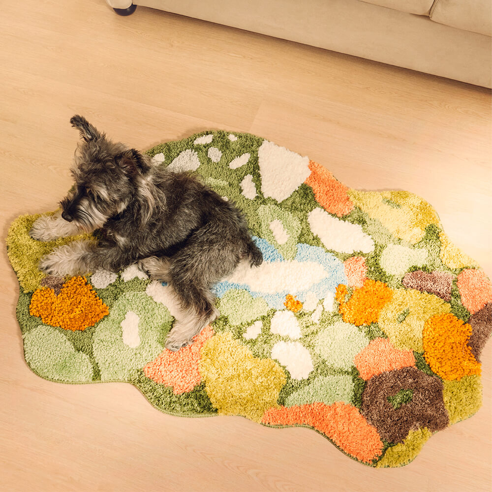 Tapis en peluche naturel irrégulier pour animaux de compagnie