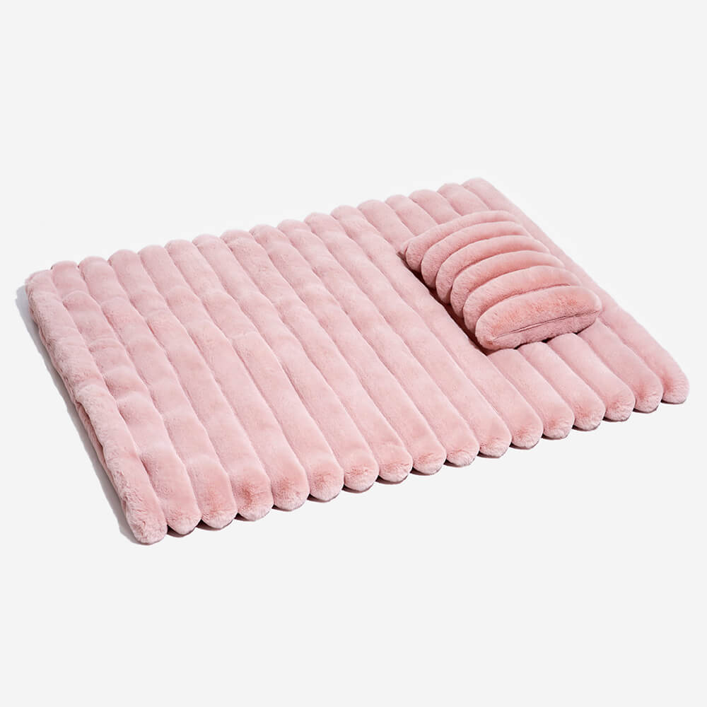 Tapis moelleux pour animaux de compagnie en fausse fourrure rayée de luxe