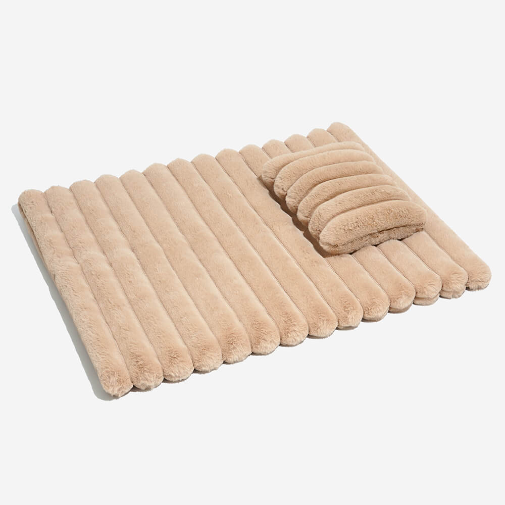 Tapis moelleux pour animaux de compagnie en fausse fourrure rayée de luxe