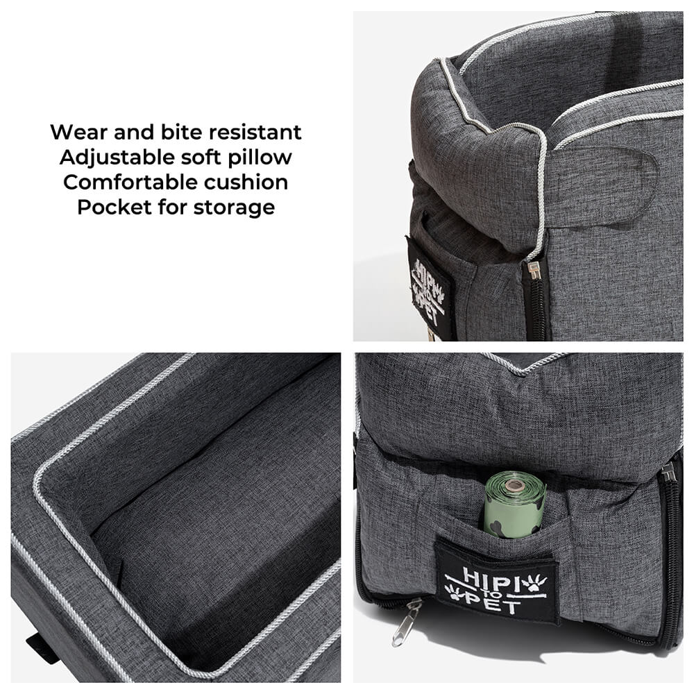 Portable Suede Lookout Console Pet Car Seat