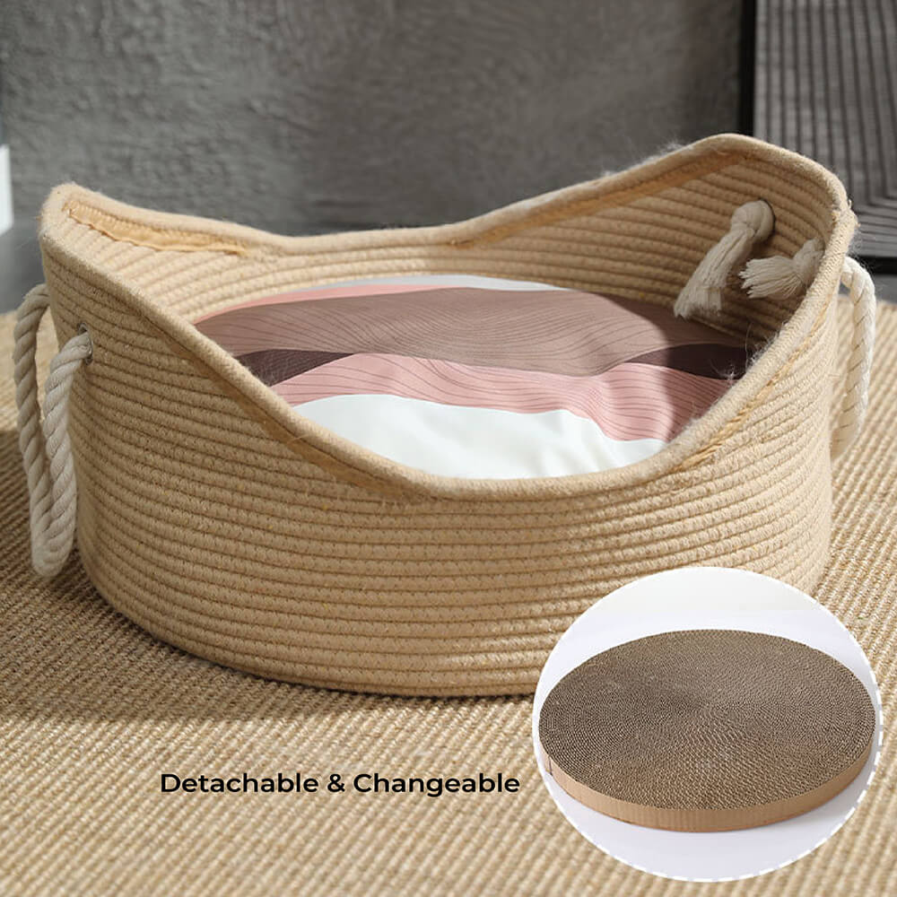 Cama de mimbre para gatos, cuna hecha a mano duradera y duradera de paja