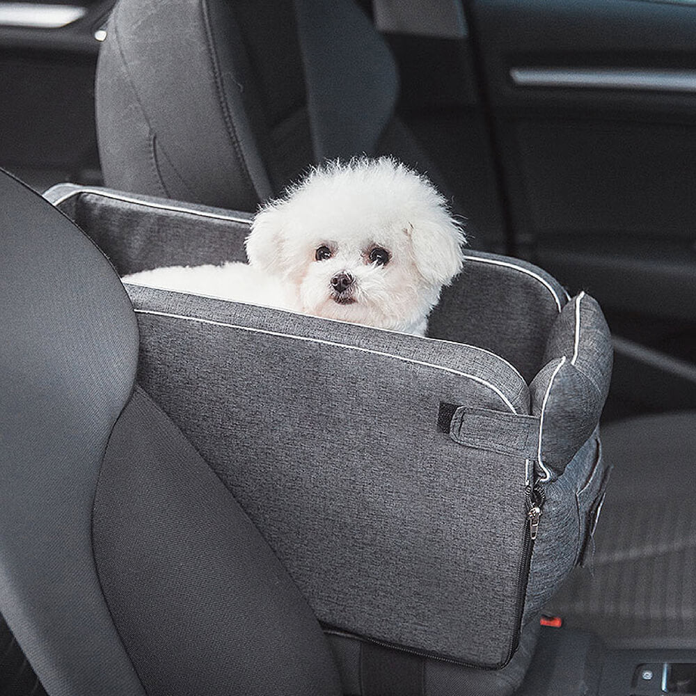 Siège d'auto pour animaux de compagnie avec console carrée Lookout en daim