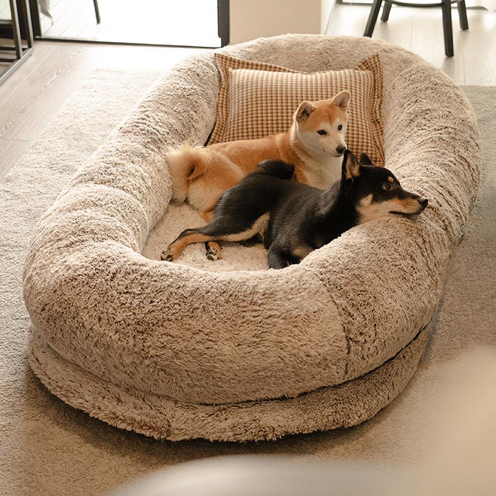 Cama ovalada más profunda de lujo para dormir, cama para perros humanos