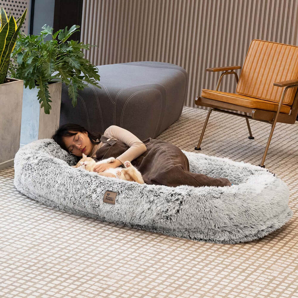 Cama para perros humanos súper grande de lujo con manta para mascotas súper suave