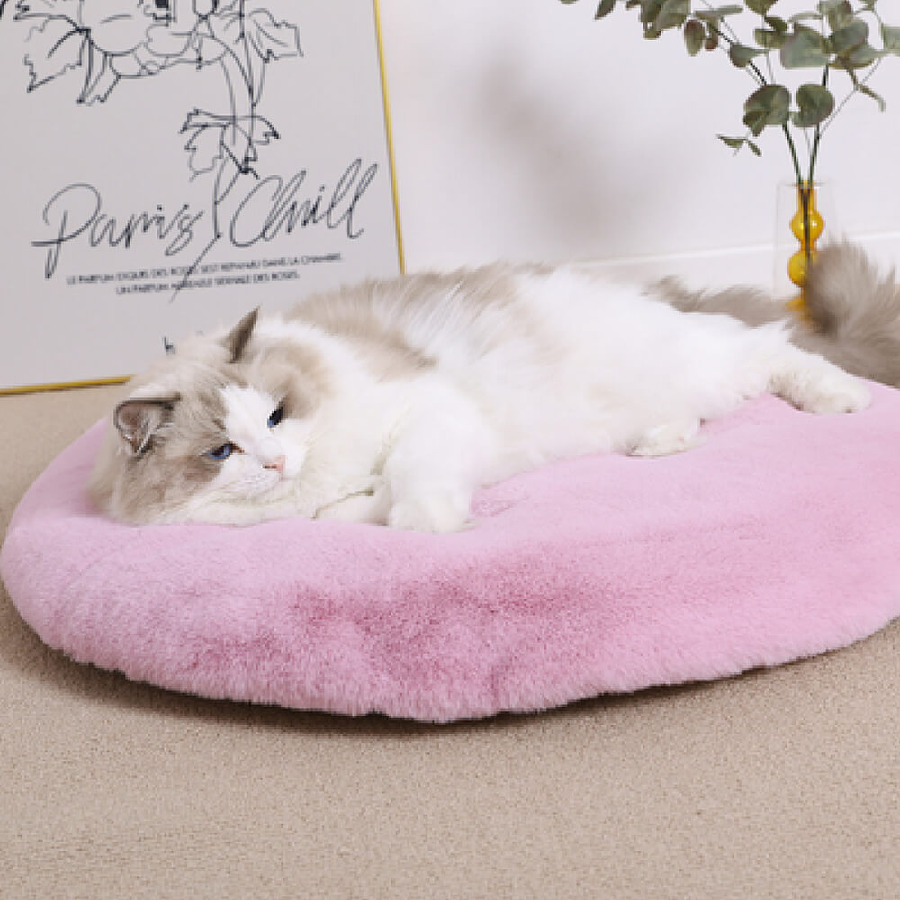 Tapis pelucheux rond en fausse fourrure fait à la main, super doux, pour animaux de compagnie