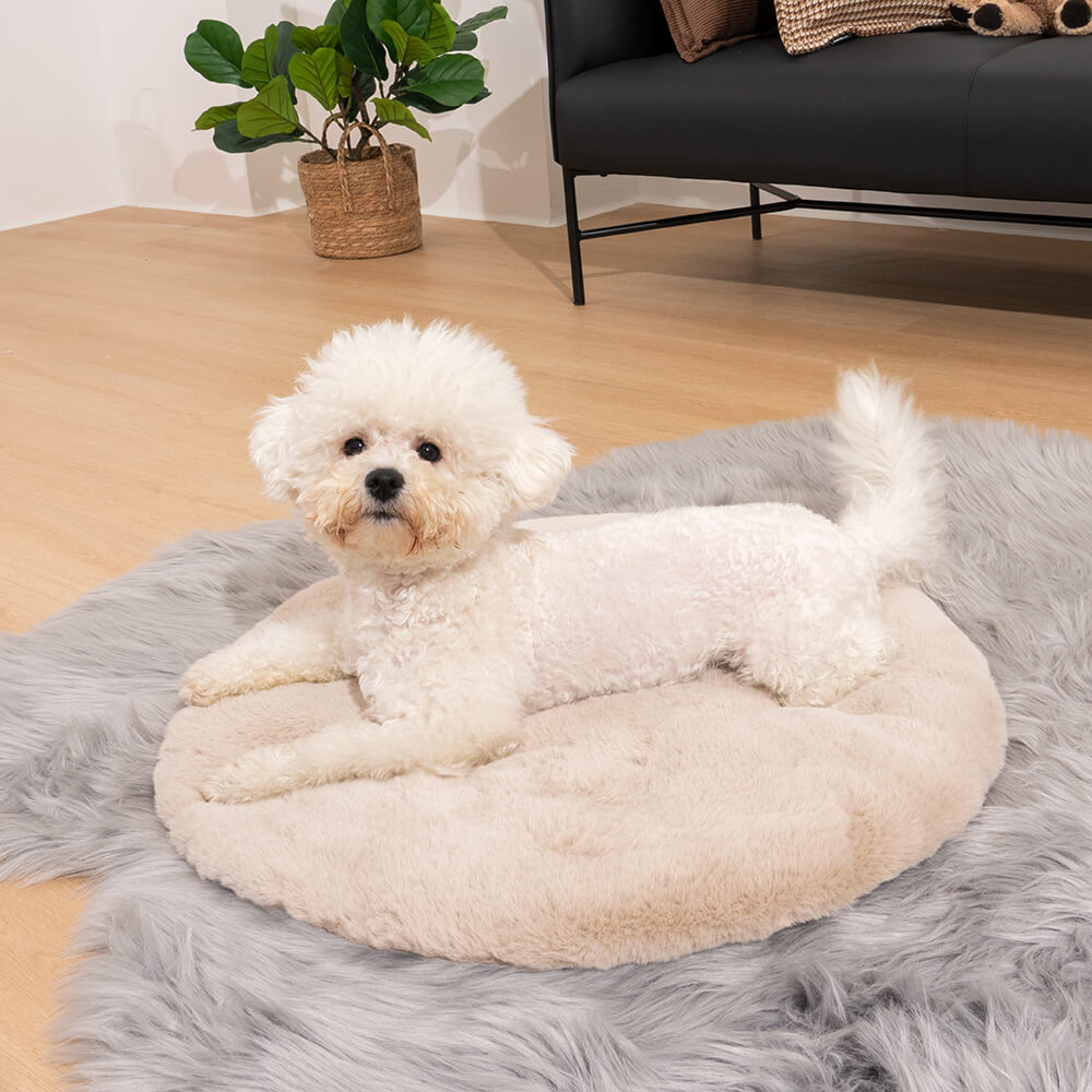 Tapis pelucheux rond en fausse fourrure fait à la main, super doux, pour animaux de compagnie