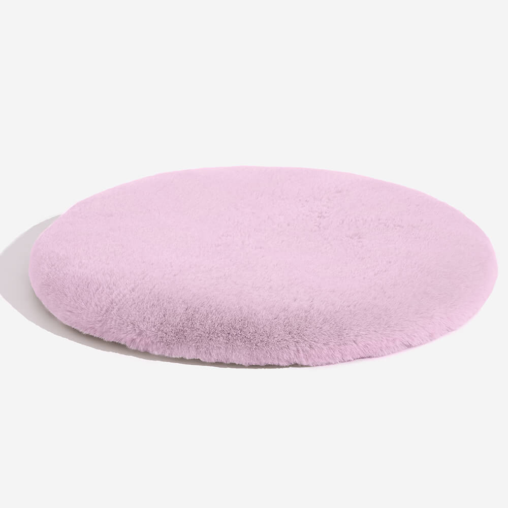 Tapis pelucheux rond en fausse fourrure fait à la main, super doux, pour animaux de compagnie