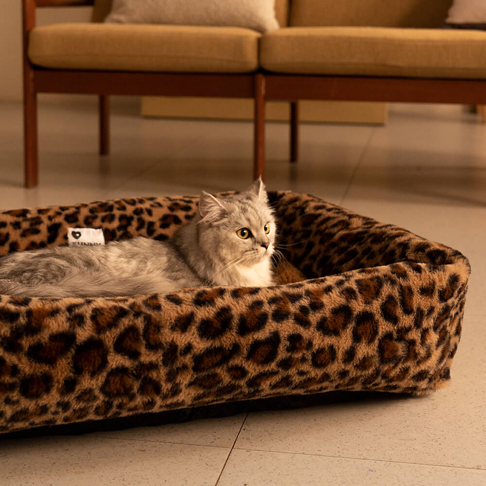 Wildlife Series Cowhide Leopard Print Pet Dog Bed