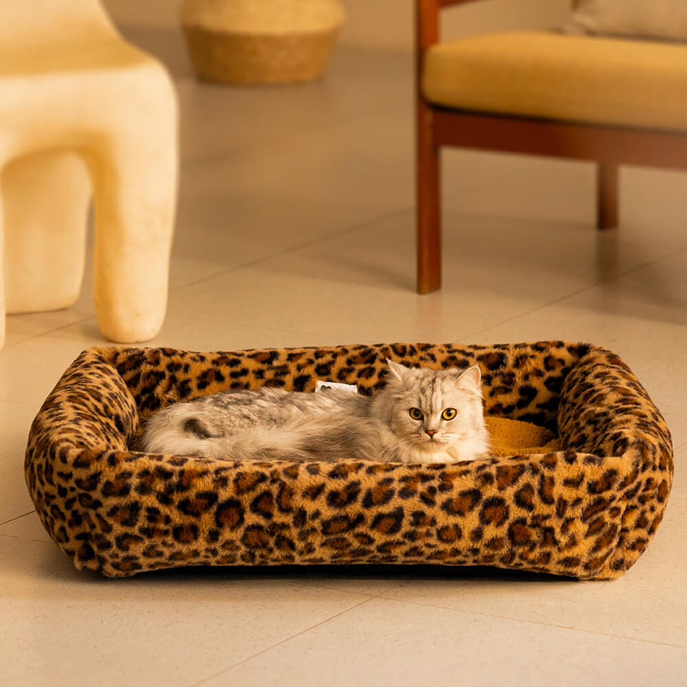 Wildlife Series Cowhide Leopard Print Pet Dog Bed