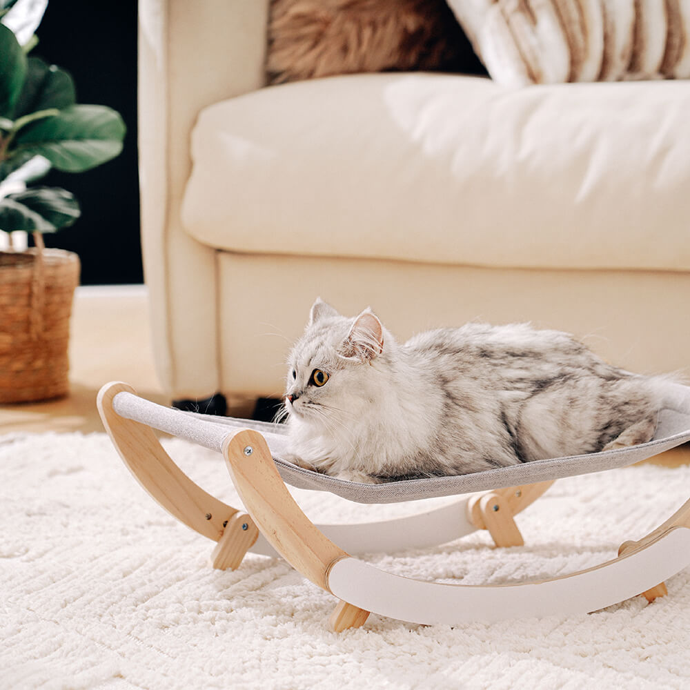 Hamaca elevada de madera para gatos, cama, columpio