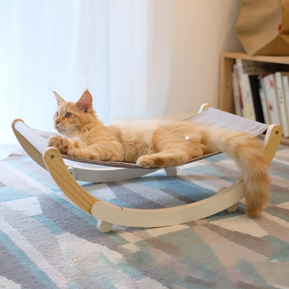 Wooden Elevated Cat Hammock Bed Swing Chair