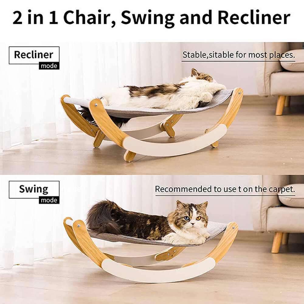 Chaise pivotante de lit hamac pour chat surélevé en bois